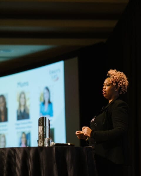 Image of an EMILYs List presenter speaking at a training.